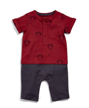 Mamas Papas Monkey Mock Romper - 1